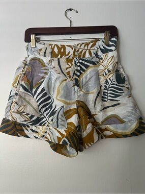 C&C California women’s linen High-Waist Tropical Print Women’s Shorts, Size S